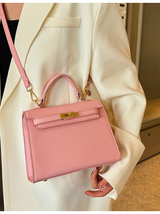 Elegant PU Leather Top Handle Satchel Bag - Versatile Crossbody & Shoulder Bag(pink) - The Cool Collective AU