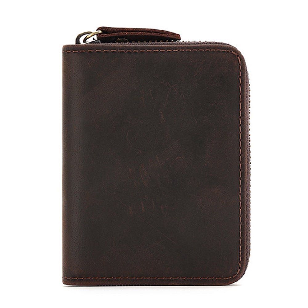Genuine Leather Large Capacity RFID Anti - magnetic Money Clip Organ Wallets (Coffee) - The Cool Collective AU