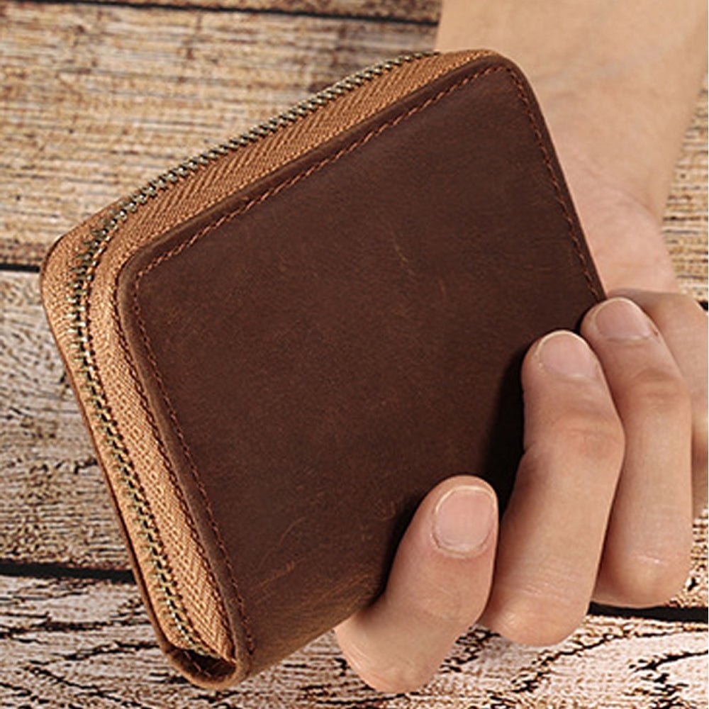 Genuine Leather Large Capacity RFID Anti - magnetic Money Clip Organ Wallets (Coffee) - The Cool Collective AU