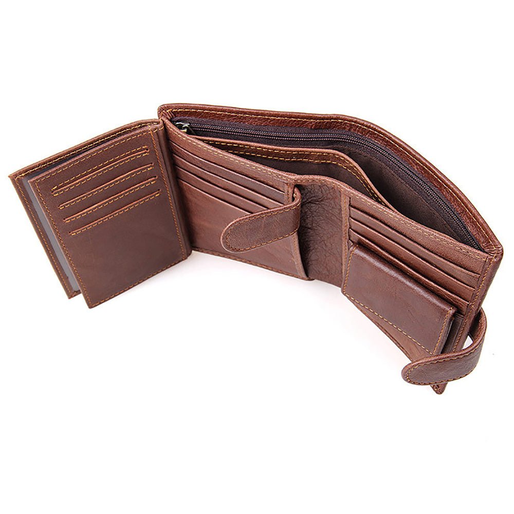 Genuine leather men wallets High - quality Multi card short wallet Men's Cow Leather RFID Card Holder - The Cool Collective AU