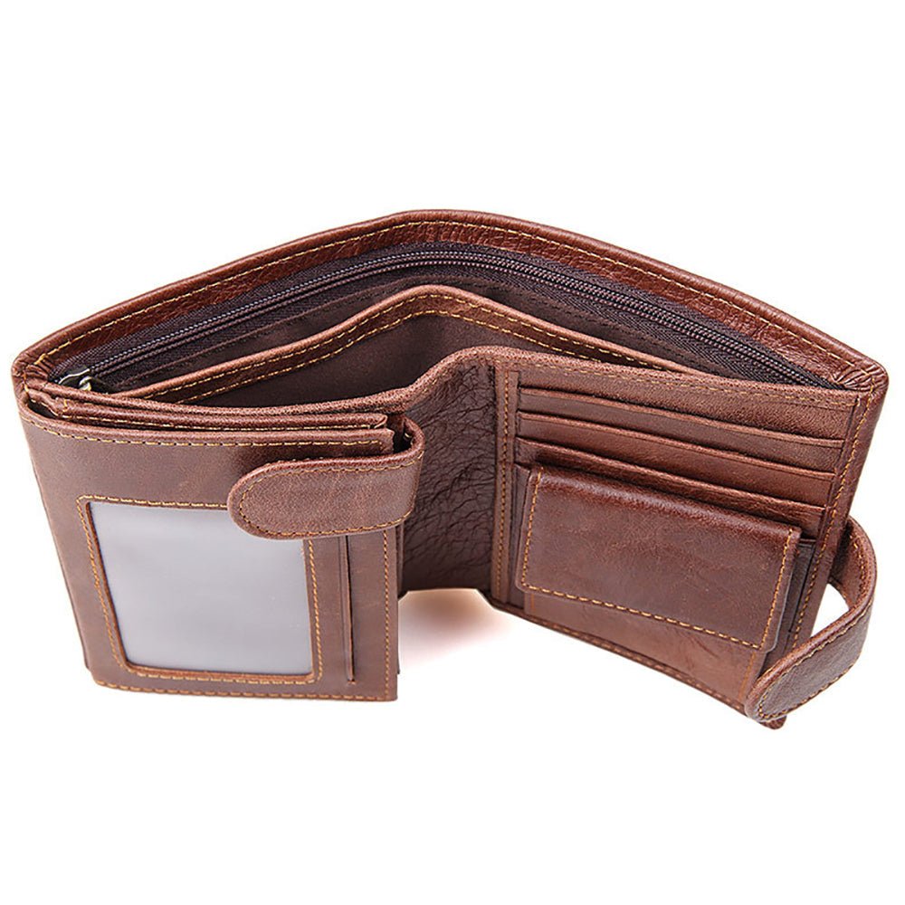 Genuine leather men wallets High - quality Multi card short wallet Men's Cow Leather RFID Card Holder - The Cool Collective AU