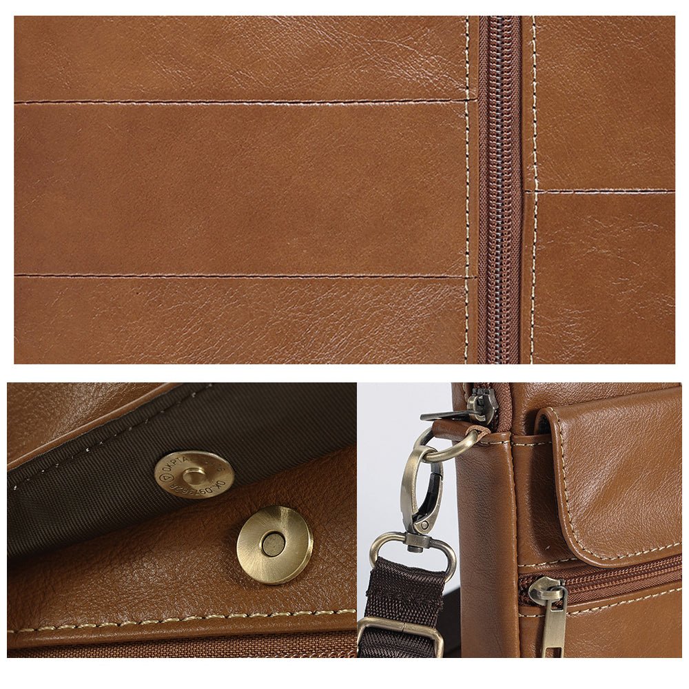 Genuine leather men's crossbody bag oiled wax leather Satchel Crossbody Bag (Black) - The Cool Collective AU