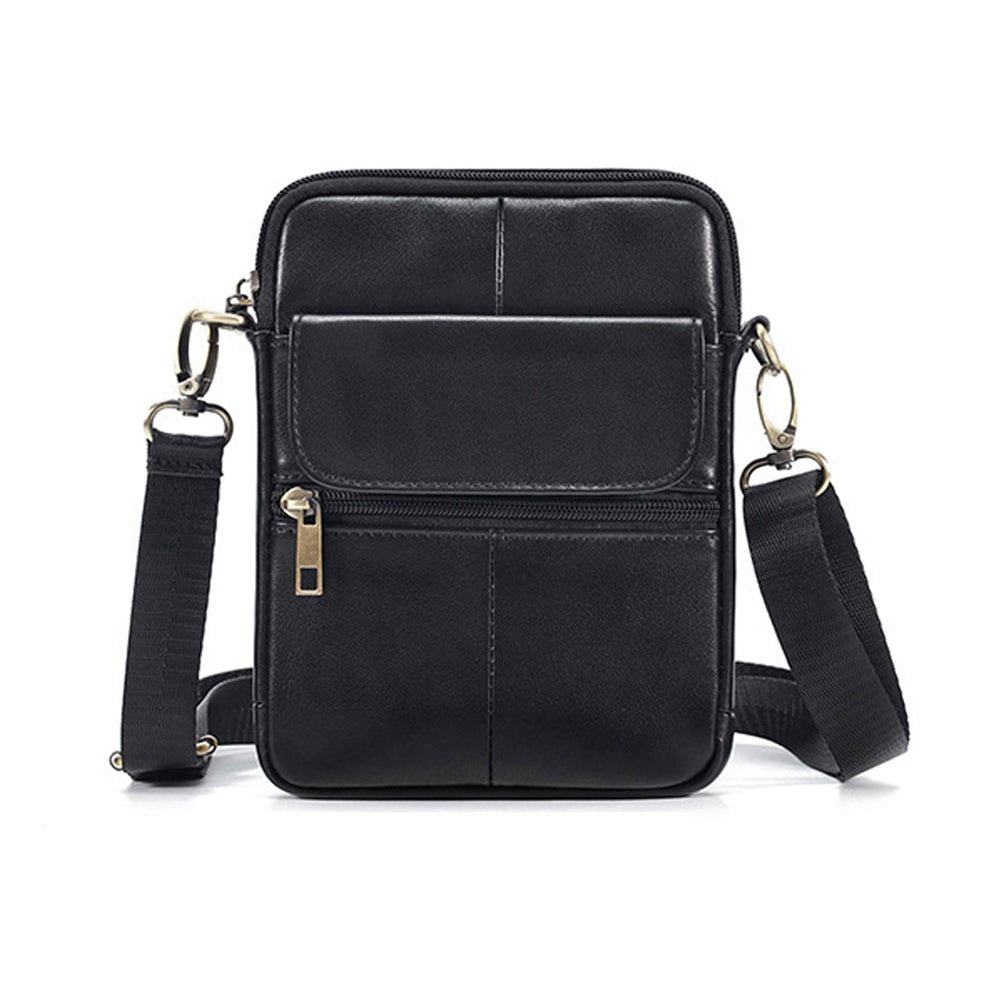 Genuine leather men's crossbody bag oiled wax leather Satchel Crossbody Bag (Black) - The Cool Collective AU