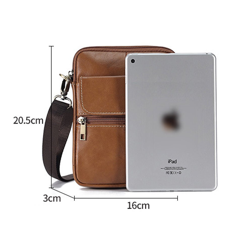 Genuine leather men's crossbody bag oiled wax leather Satchel Crossbody Bag (Black) - The Cool Collective AU