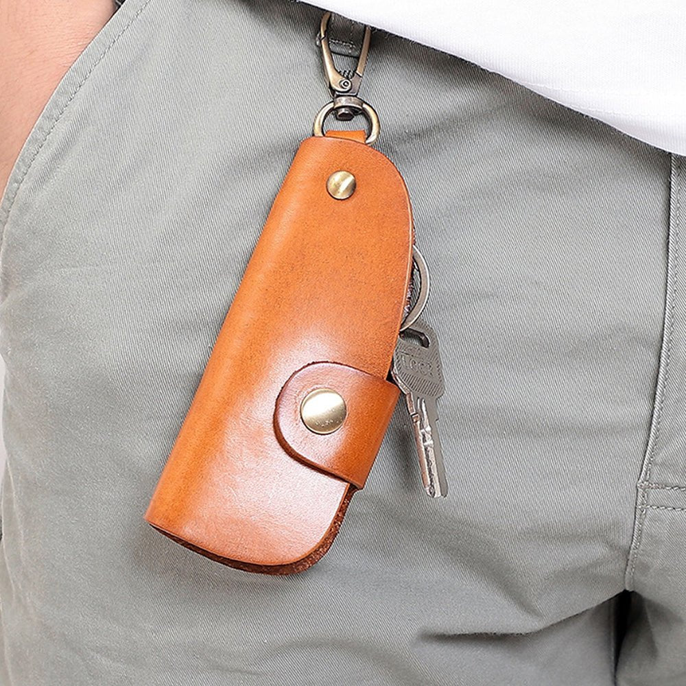 Genuine Leather Wallet Purse Bag Case Holder Key Ring Pouch Bag Safe Hanger (Black) - The Cool Collective AU
