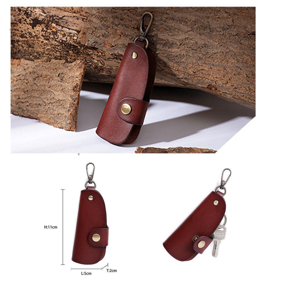 Genuine Leather Wallet Purse Bag Case Holder Key Ring Pouch Bag Safe Hanger (Black) - The Cool Collective AU