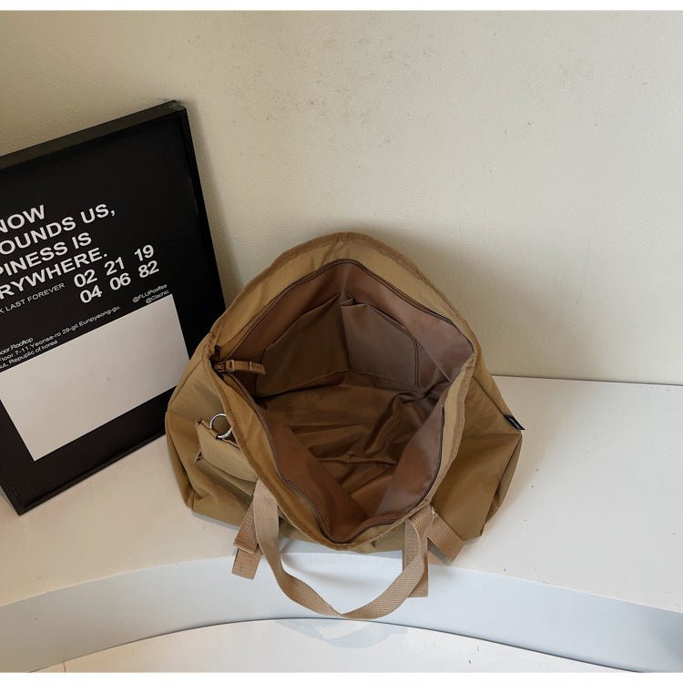 Khaki Women's Large Capacity Nylon Tote Bag - Stylish Casual Shoulder & Crossbody Bag with Detachable Pouch - The Cool Collective AU