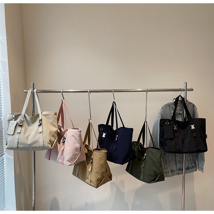 Khaki Women's Large Capacity Nylon Tote Bag - Stylish Casual Shoulder & Crossbody Bag with Detachable Pouch - The Cool Collective AU