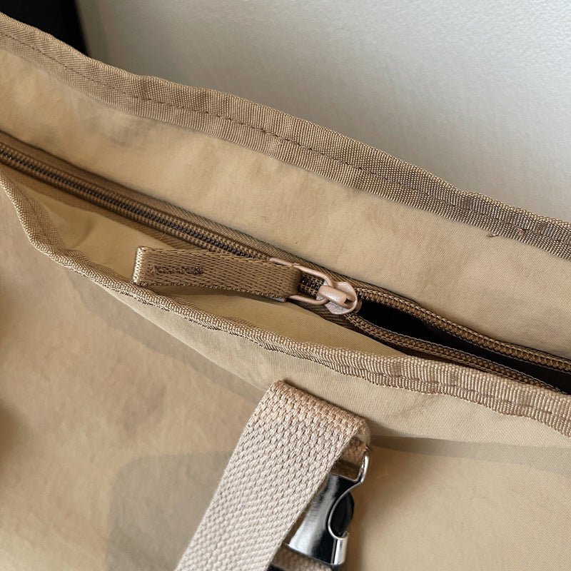 Khaki Women's Large Capacity Nylon Tote Bag - Stylish Casual Shoulder & Crossbody Bag with Detachable Pouch - The Cool Collective AU