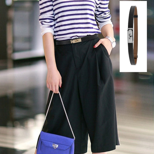 Luxury Cow Leather Women Waist Belt Slim Corset Strap Dress Shirt Belt (Black) - The Cool Collective AU