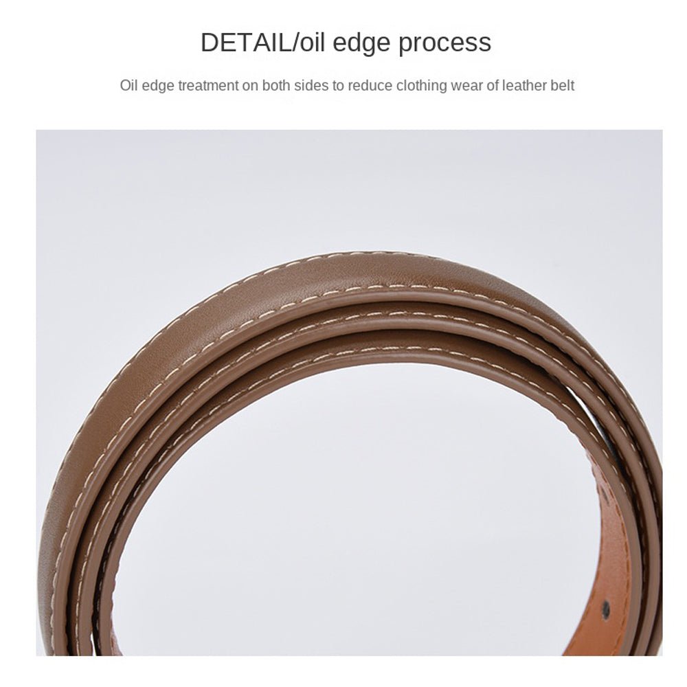 Luxury Top Layer Cow Leather Belt Women's Simple Decorative Jeans Belt Versatile Fashion Thin Belt (Apricot) - The Cool Collective AU