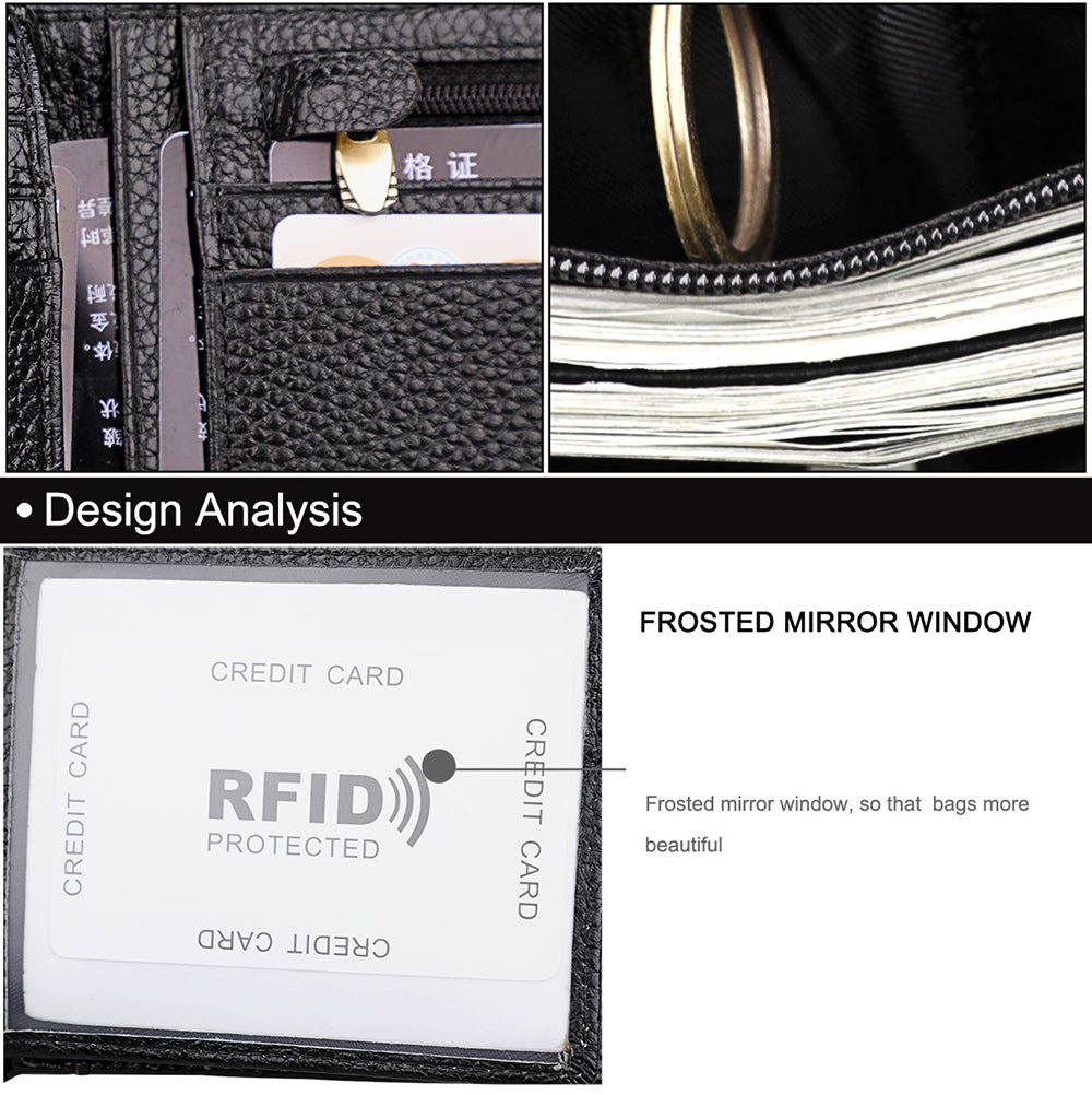 Men's Genuine Leather Bilfold Wallet RFID Blocking Card Holder Zipper Coin Purse - The Cool Collective AU