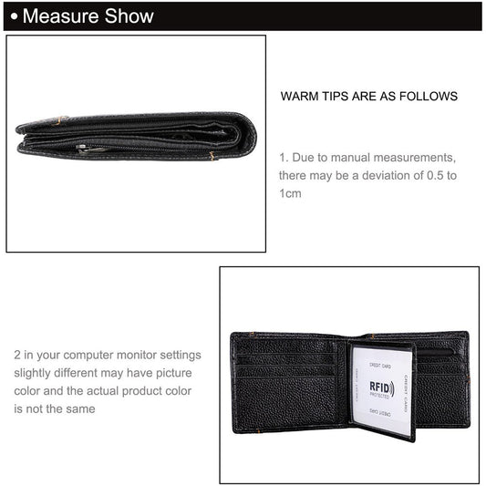 Men's Genuine Leather Bilfold Wallet RFID Blocking Card Holder Zipper Coin Purse - The Cool Collective AU