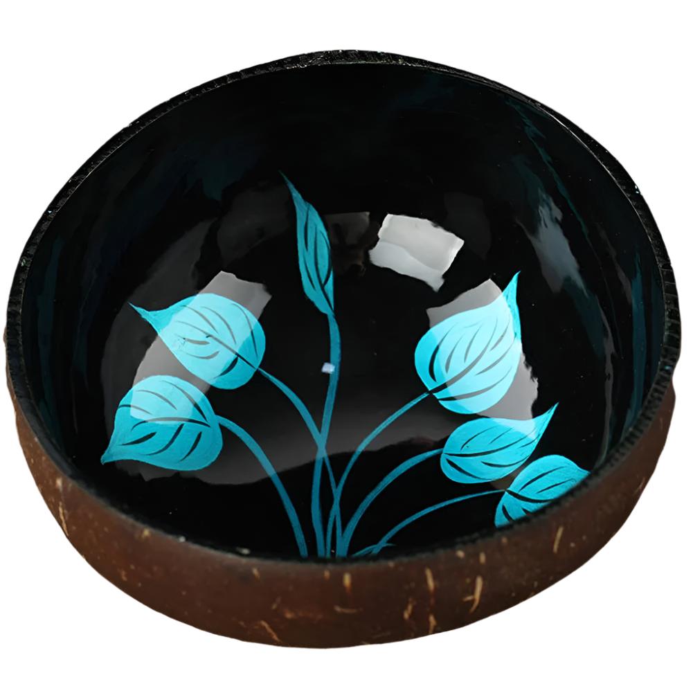 Eco-Friendly Coconut Shell Bowl with Leaf Design - Natural Storage - The Cool Collective AU