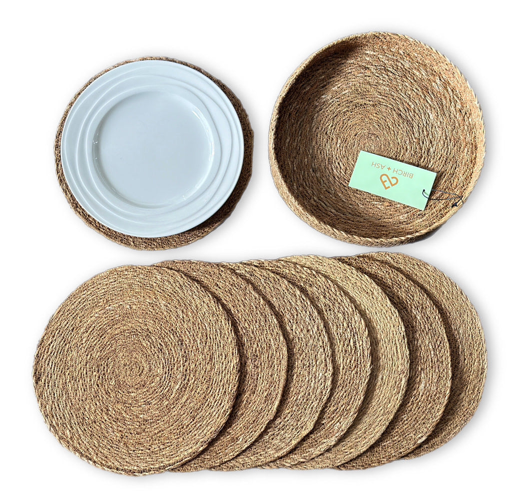 Natural Elegance: 9-Piece Seagrass Stylish Placemat Set - The Cool Collective AU