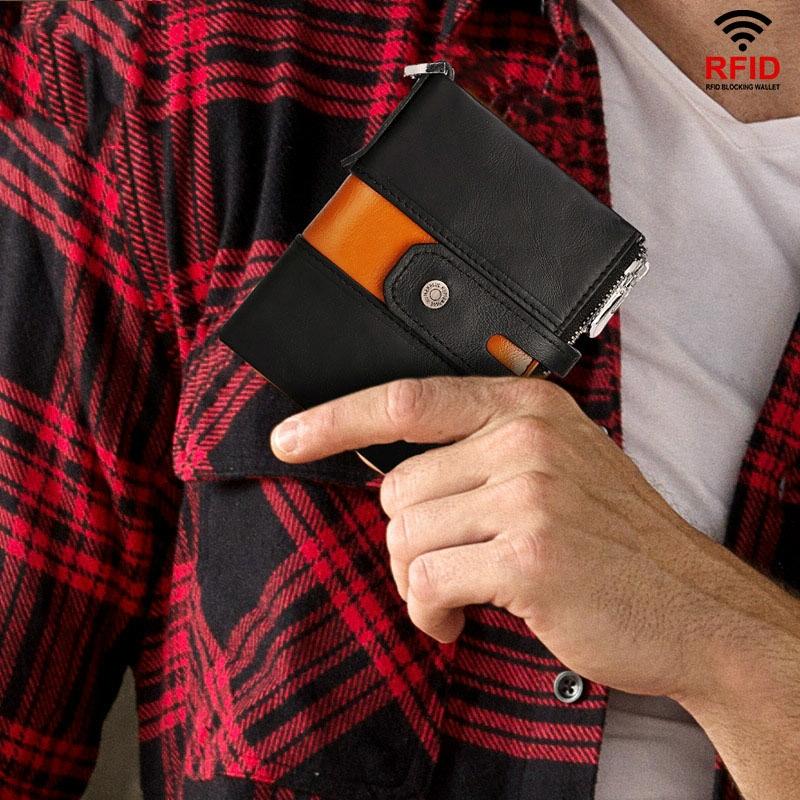 Retro Mens Coin Purse with Rfid Protection - Brown - The Cool Collective AU