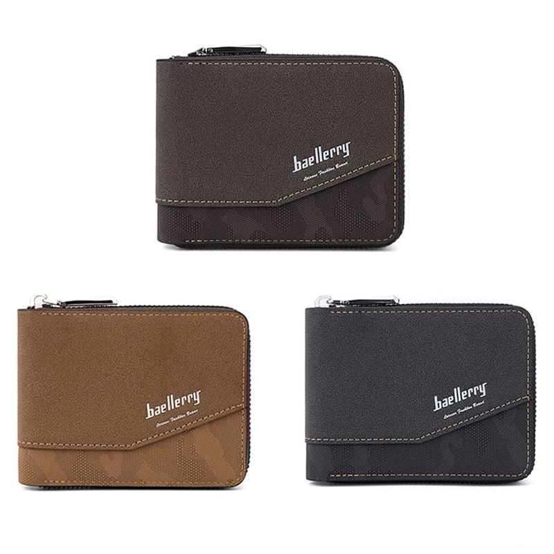 Retro Rfid Blocking Zip Wallet with Short Coin Pocket - Coffee - The Cool Collective AU