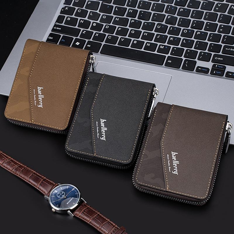 Retro Rfid Blocking Zip Wallet with Short Coin Pocket - Coffee - The Cool Collective AU