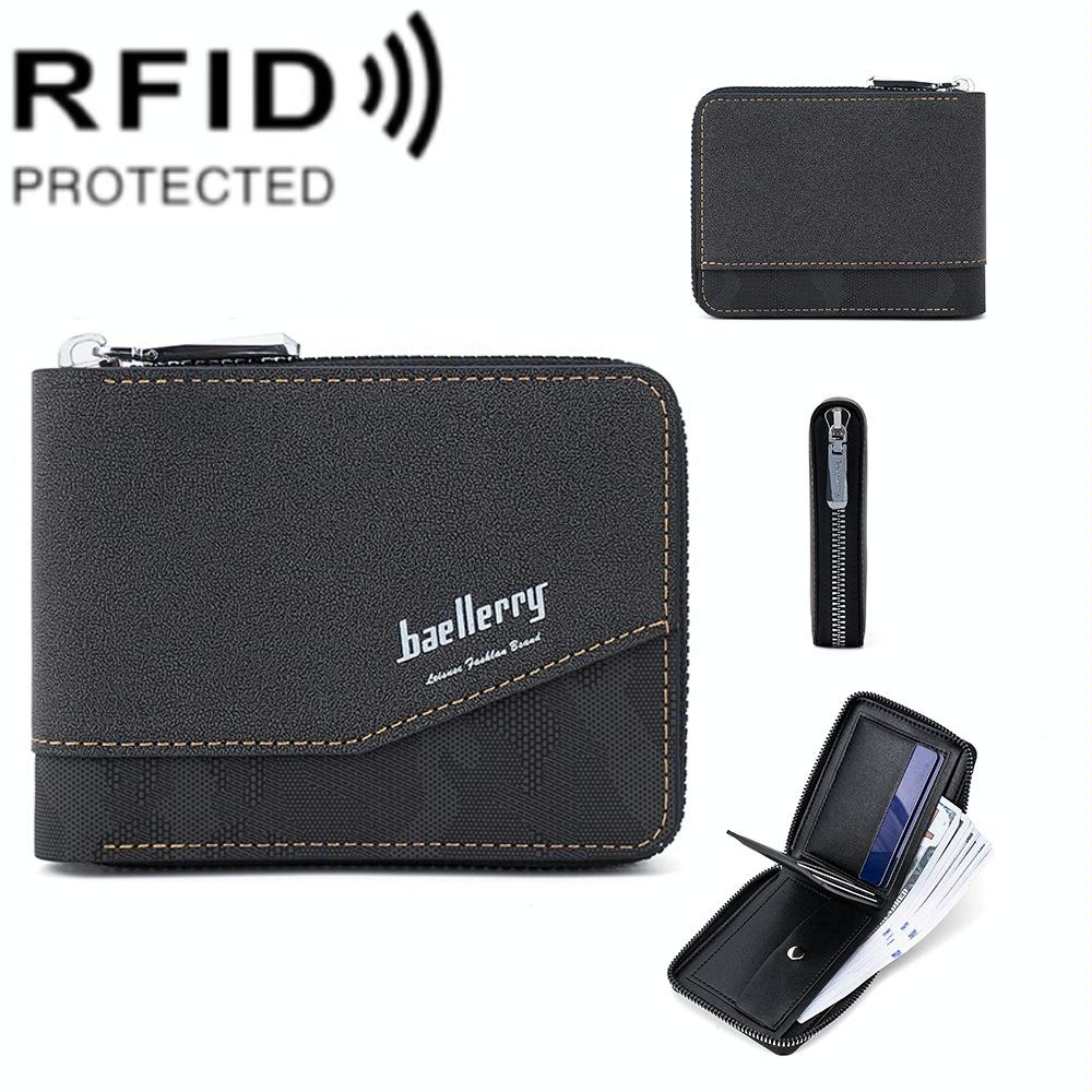 Retro Rfid Blocking Zip Wallet with Short Coin Pocket - Coffee - The Cool Collective AU