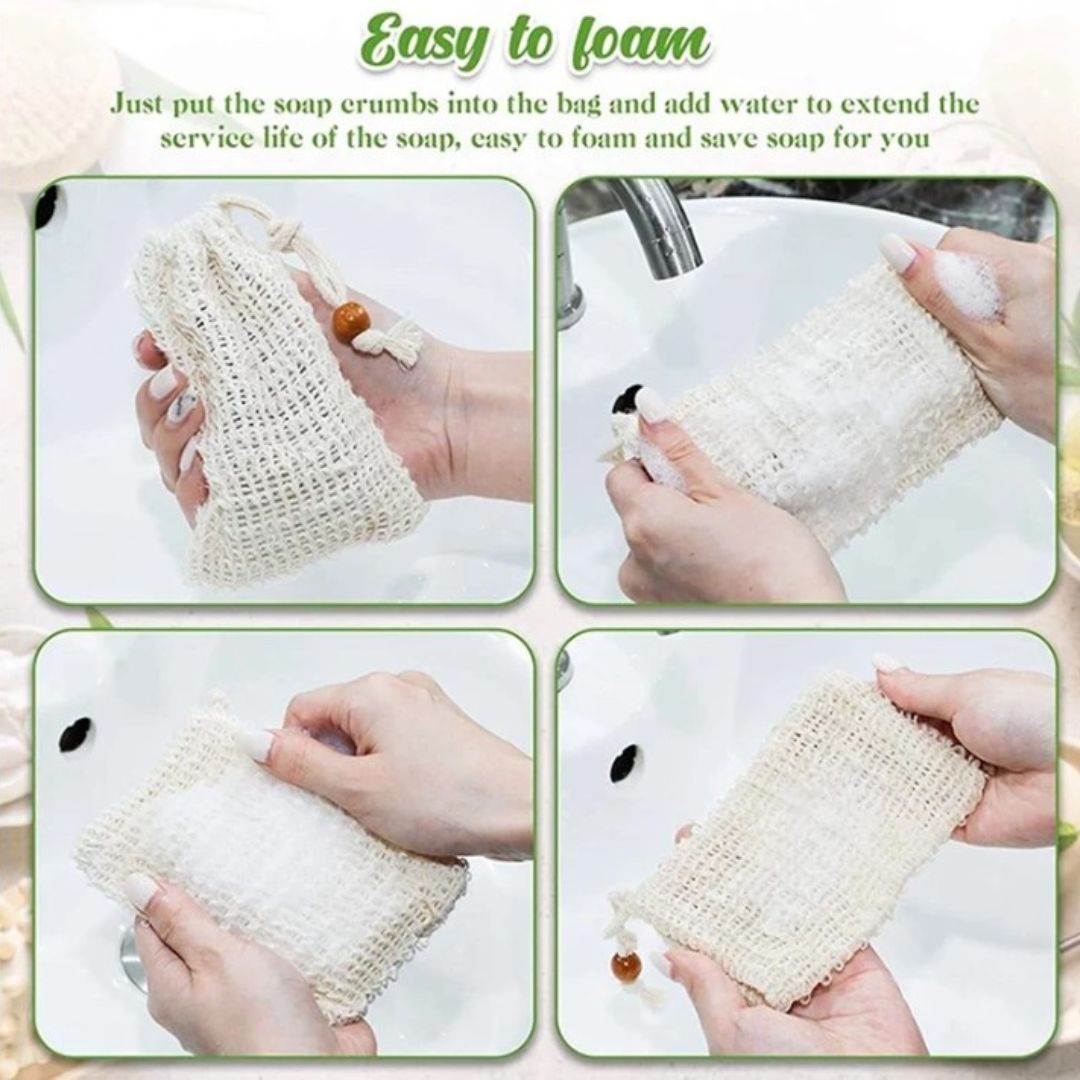 Natural Sisal Soap Bag - Exfoliating Soap Saver Pouch - The Cool Collective AU