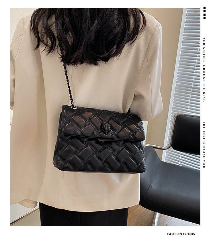 White Chic Quilted Crossbody Bag for Women - PU Leather Diamond Pattern Chain Strap Shoulder Purse with Elegant Clasp - The Cool Collective AU