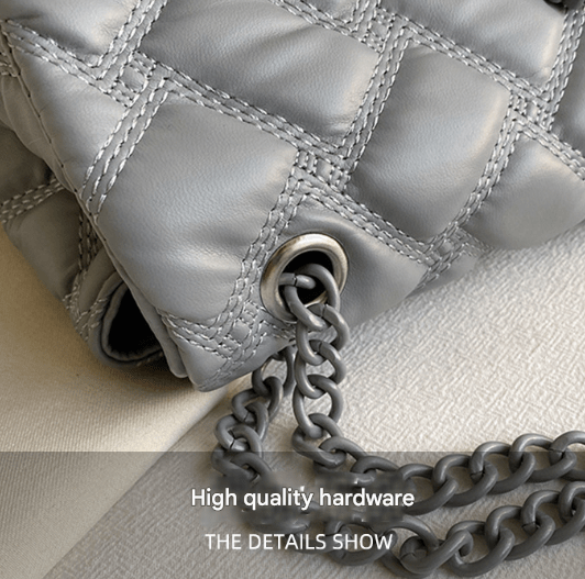 White Chic Quilted Crossbody Bag for Women - PU Leather Diamond Pattern Chain Strap Shoulder Purse with Elegant Clasp - The Cool Collective AU