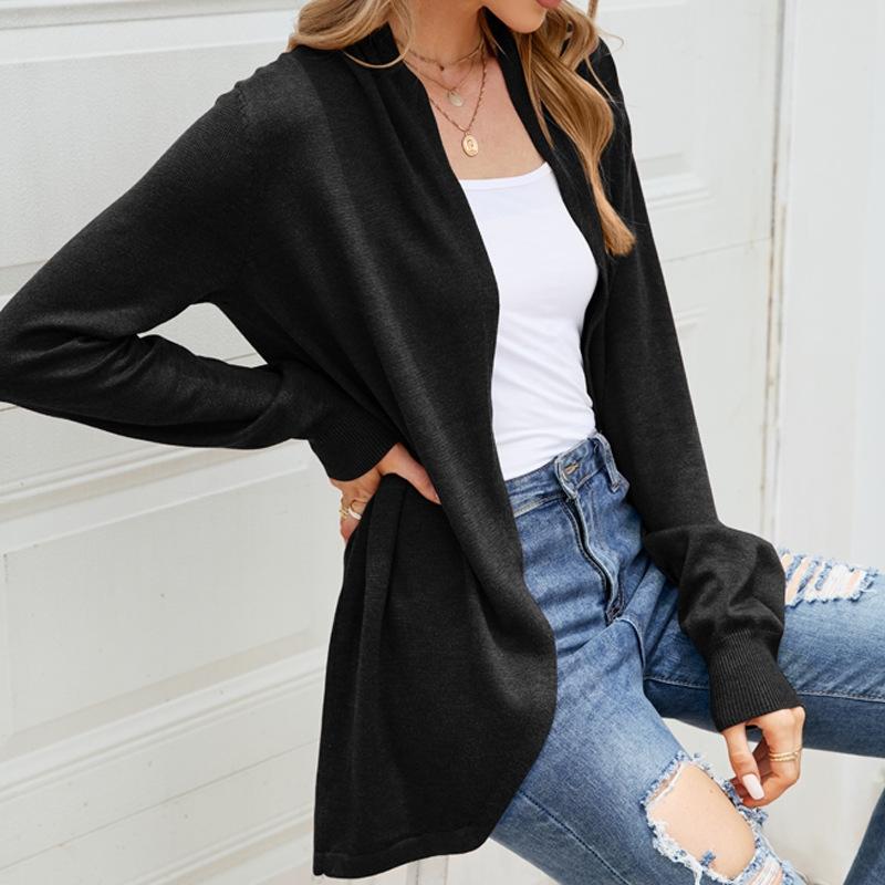 Women Mid - Length Sweater Jacket Temperament Loose Knitted Cardigan - Grey - Xl - The Cool Collective AU