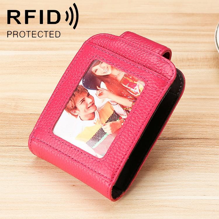Women Vertical Cowhide Leather Rfid Wallet - Rose Red - The Cool Collective AU