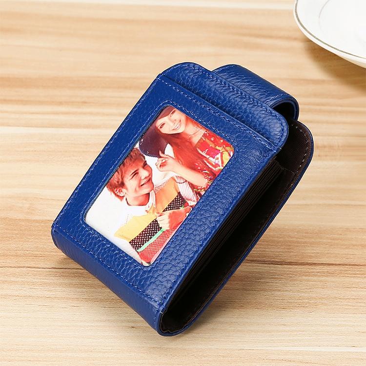 Women Vertical Cowhide Leather Rfid Wallet - Sapphire Blue - The Cool Collective AU