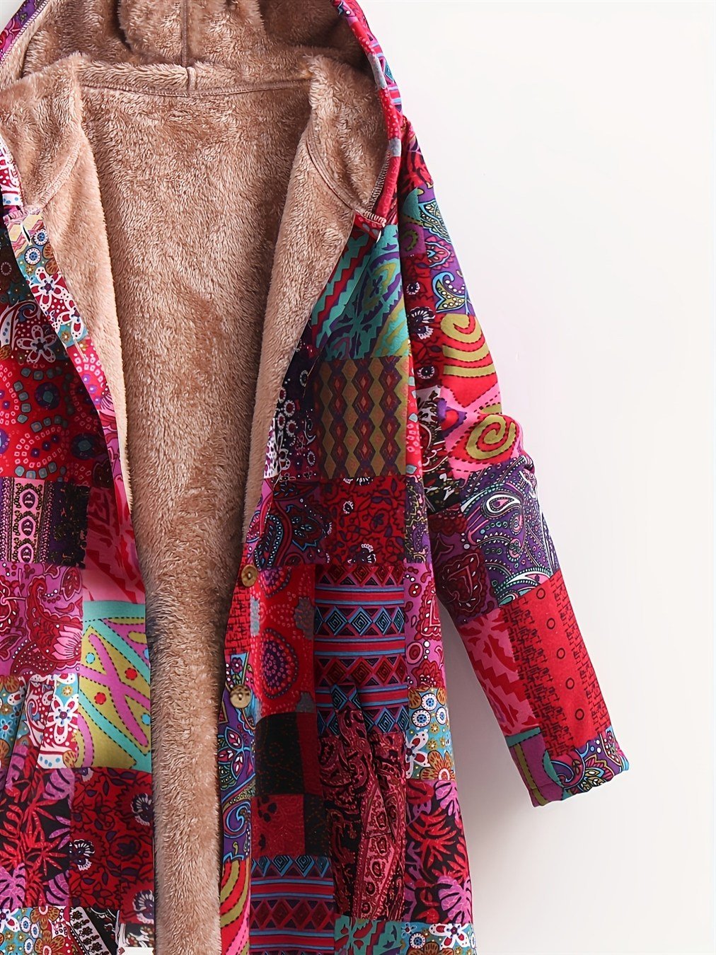 Women's Plus Size Floral Hooded Winter Coat with Plush Lining - The Cool Collective AU