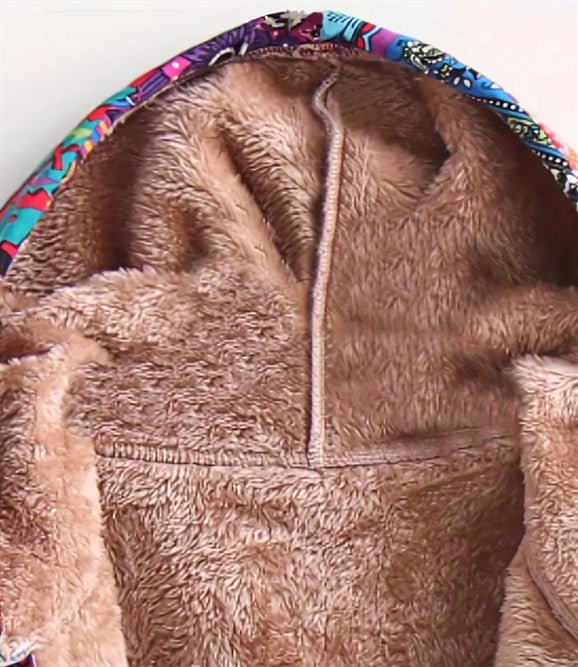 Women's Plus Size Floral Hooded Winter Coat with Plush Lining - The Cool Collective AU
