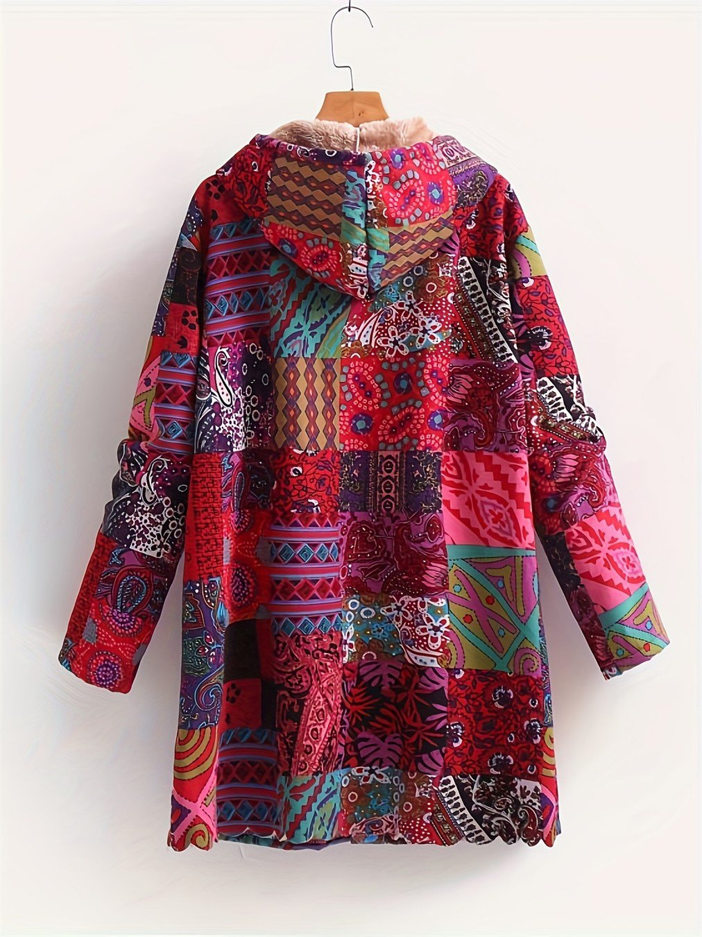 Women's Plus Size Floral Hooded Winter Coat with Plush Lining - The Cool Collective AU