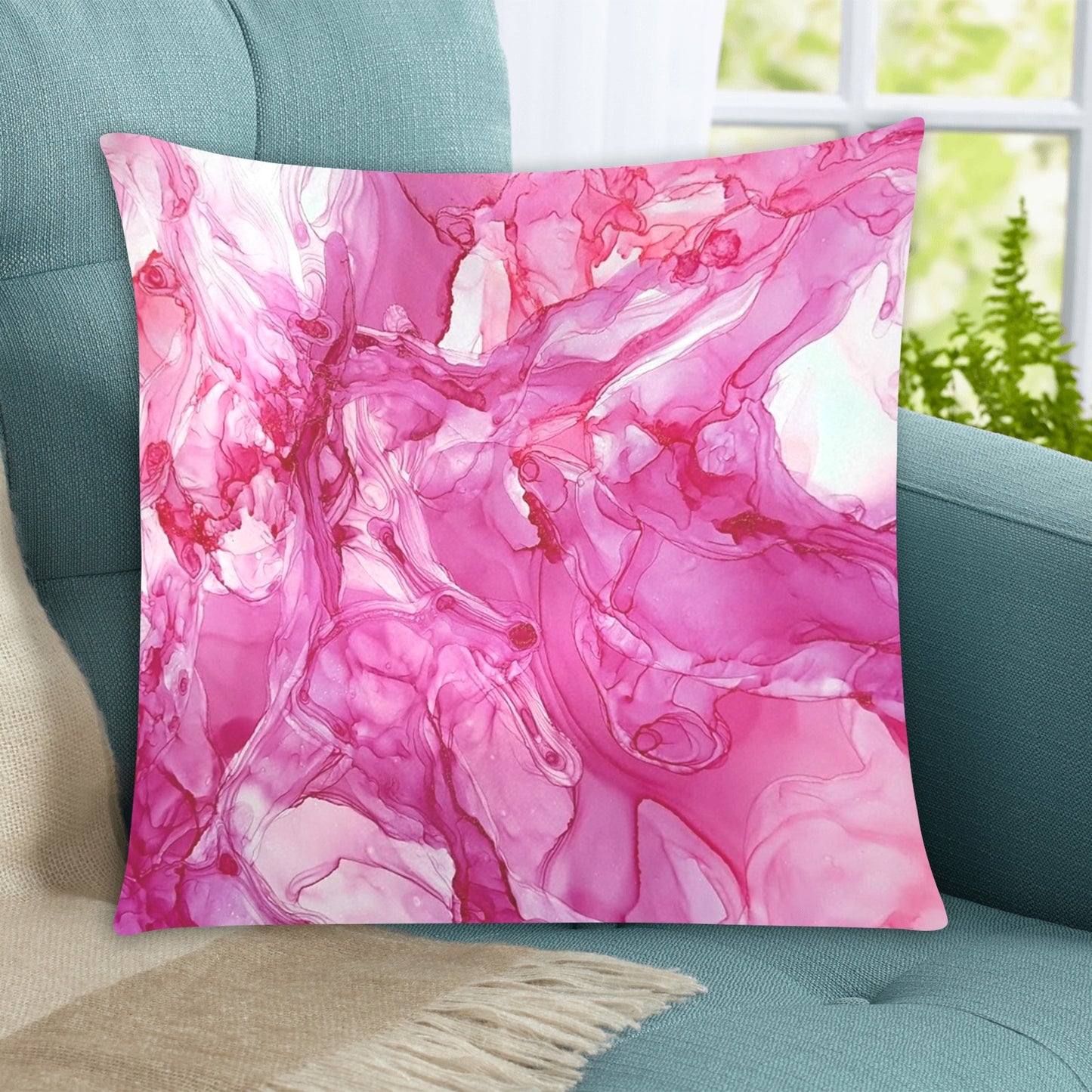 Pink Alcohol Print Zippered Cushion Cover 20"x20" - The Cool Collective AU
