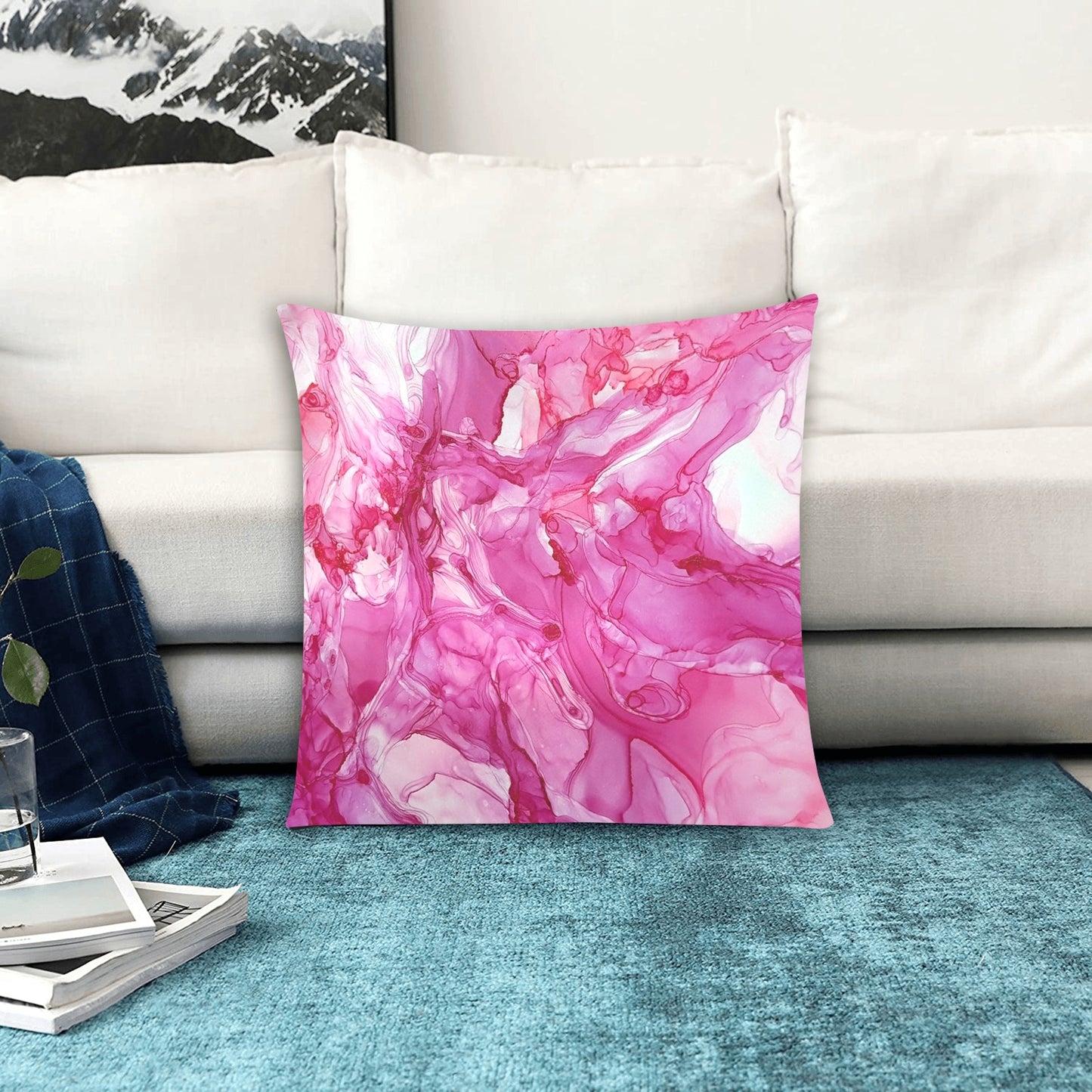 Pink Alcohol Print Zippered Cushion Cover 20"x20" - The Cool Collective AU