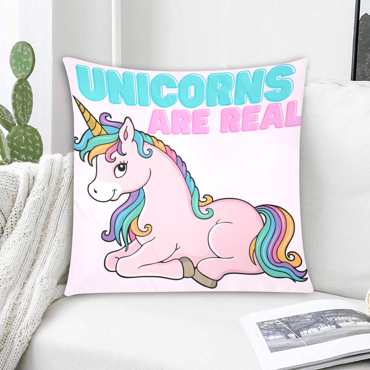 Unicorns Are Real Zippered Cushion Cover 20"x20" - The Cool Collective AU