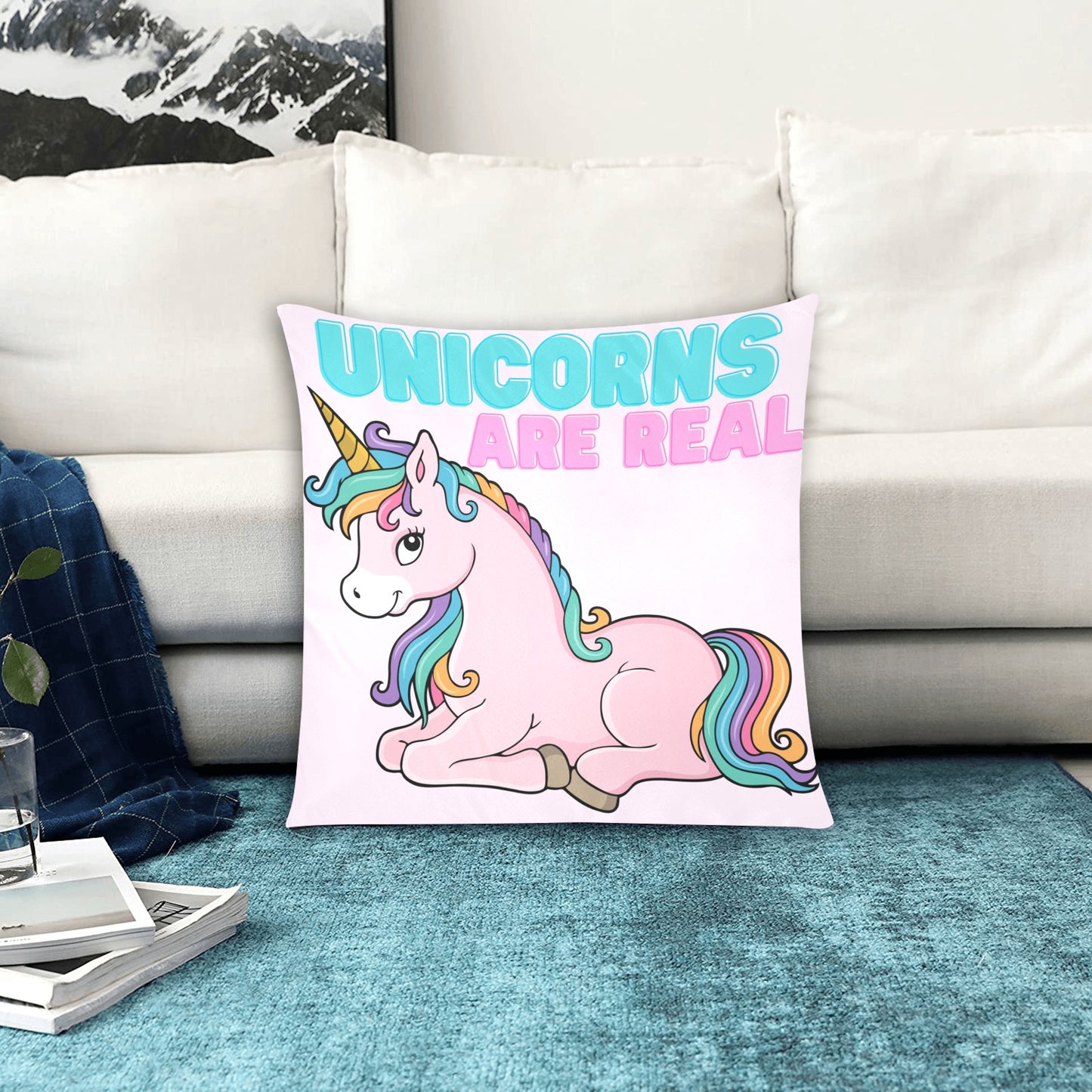 Unicorns Are Real Zippered Cushion Cover 20"x20" - The Cool Collective AU