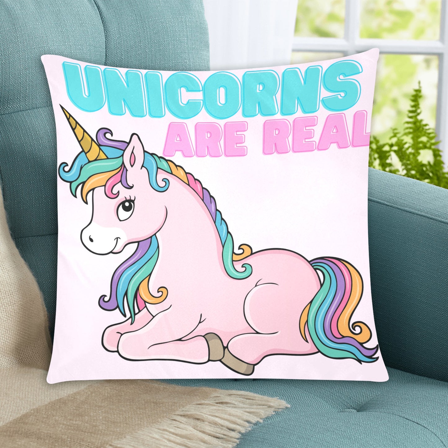 Unicorns Are Real Zippered Cushion Cover 20"x20" - The Cool Collective AU