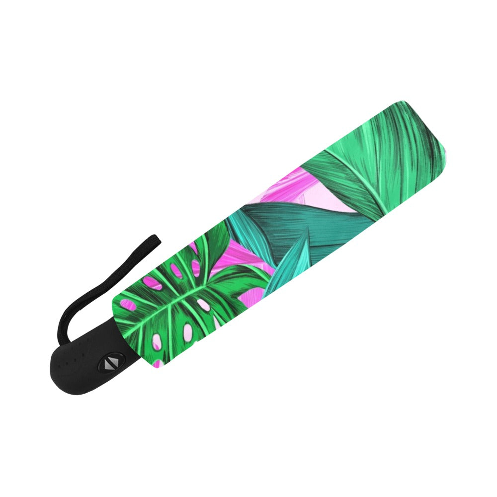 Tropical Leaves Anti-UV Auto-Foldable Umbrella - The Cool Collective AU