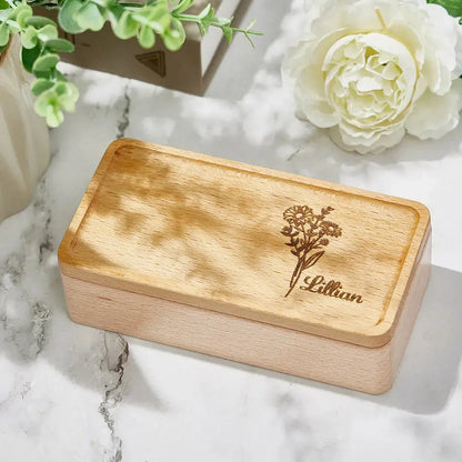 Personalised Birth Flower Jewellery Box – Gift for Her