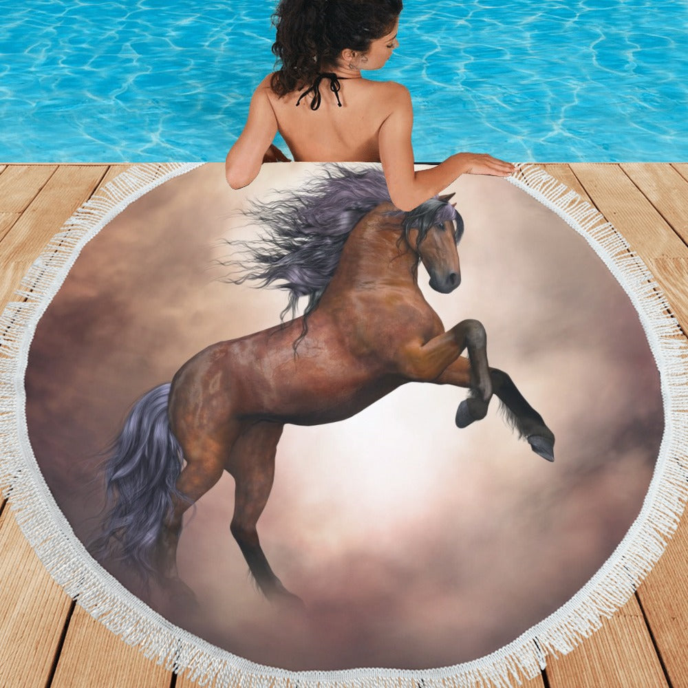 Stallion Circular Beach Shawl 59"x 59" - The Cool Collective AU