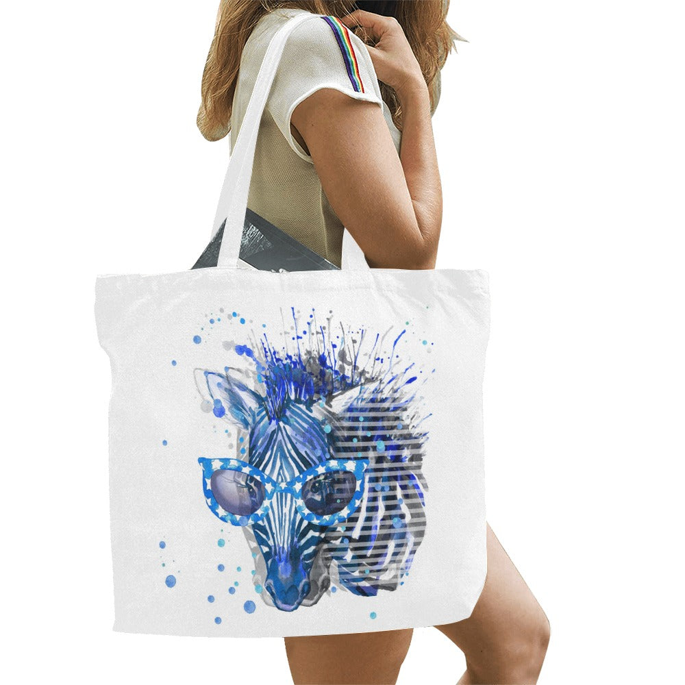 Watercolour Blue Zebra Canvas Tote Bag - The Cool Collective AU