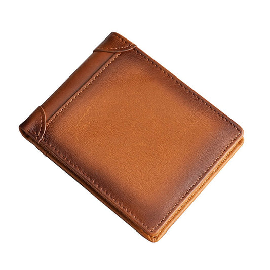 100% Genuine Leather Men's Wallet RFID Blocking Card Holder Bifold and Long Wallets (Brown Bifold Horizontal) - The Cool Collective AU