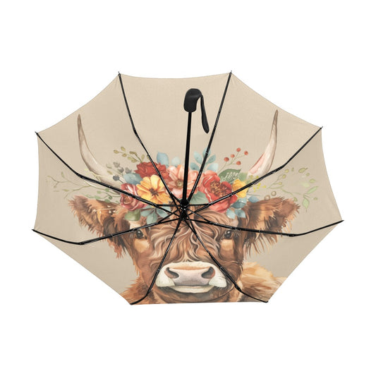 Highland Cow Anti-UV Auto-Foldable Umbrella - The Cool Collective AU
