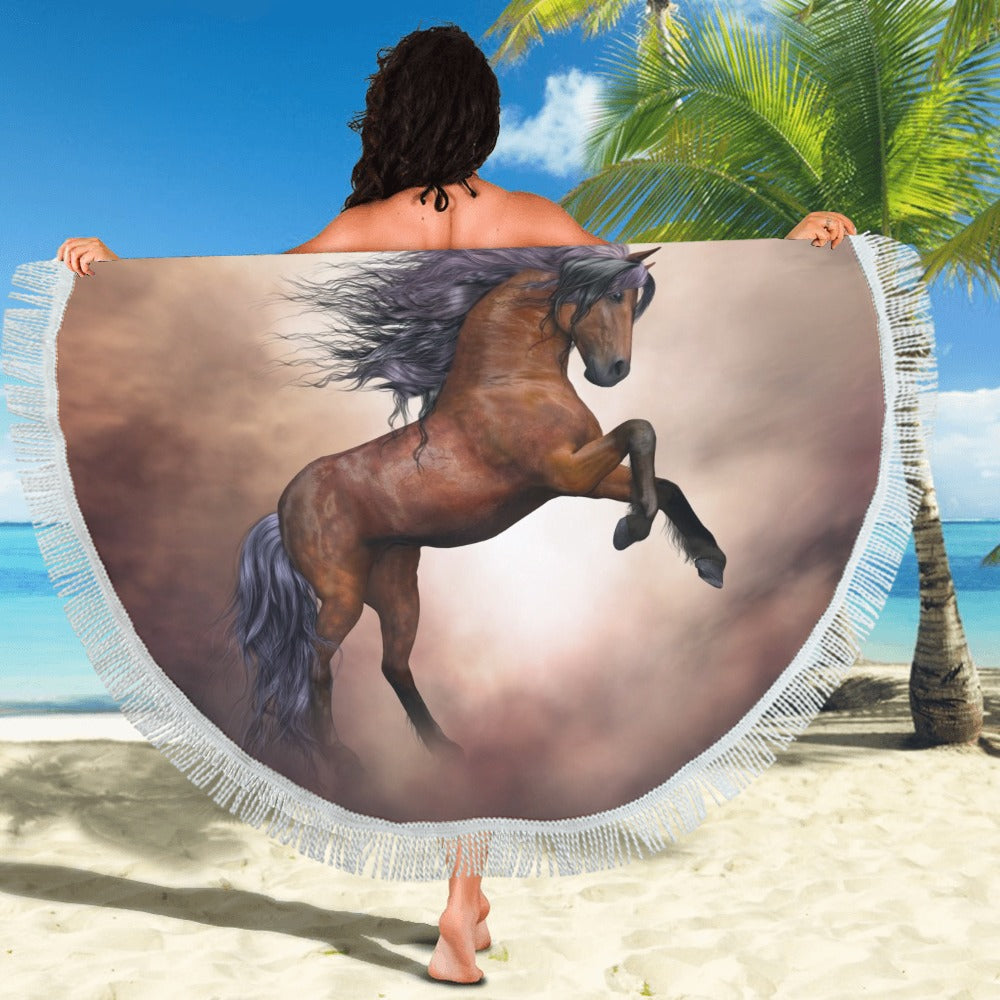 Stallion Circular Beach Shawl 59"x 59" - The Cool Collective AU