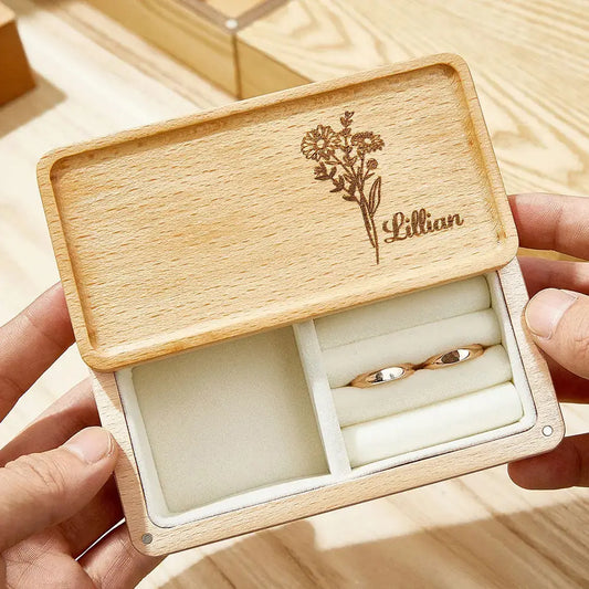 Personalised Birth Flower Jewellery Box – Gift for Her