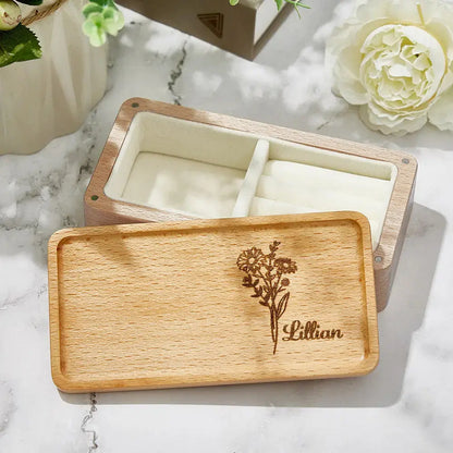 Personalised Birth Flower Jewellery Box – Gift for Her