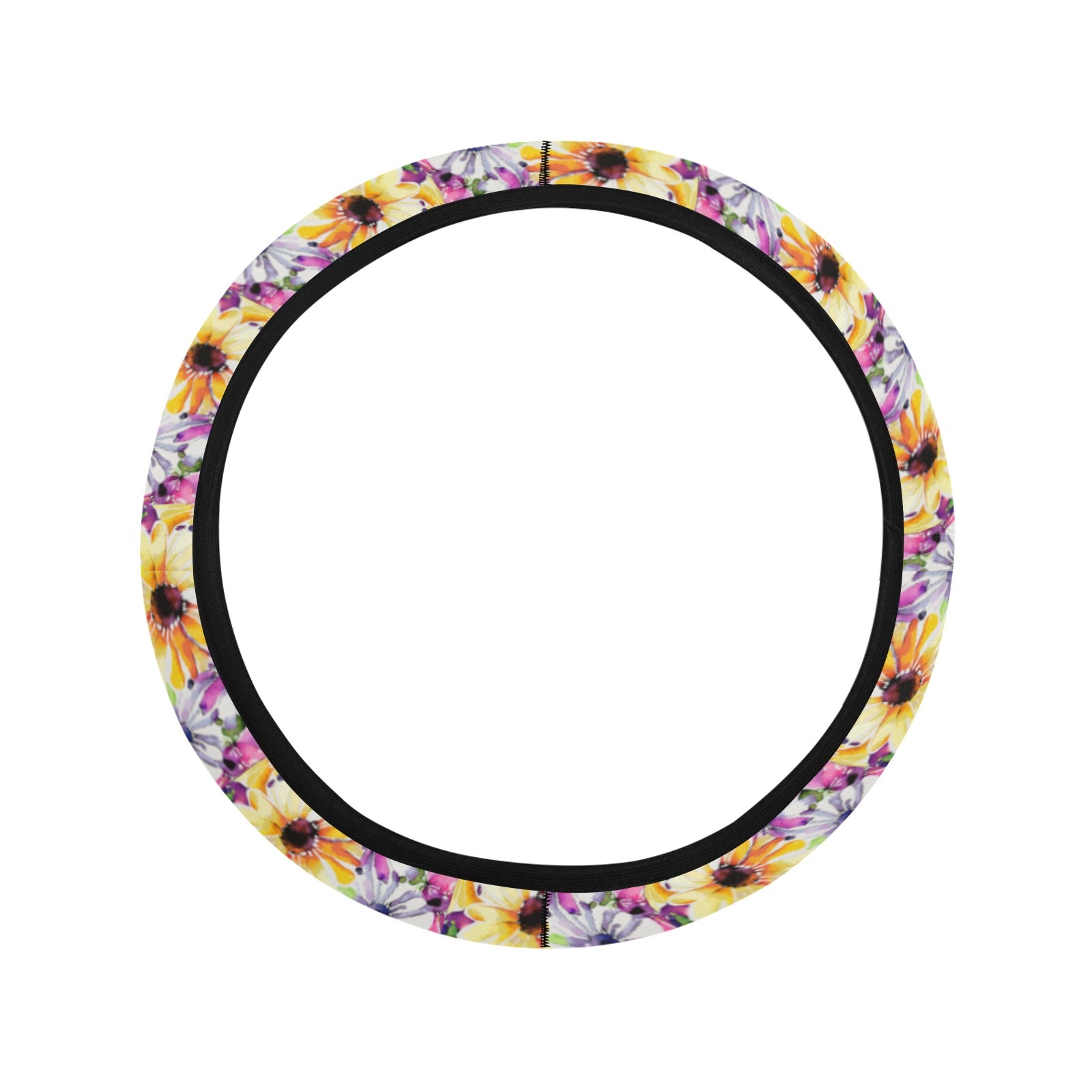 Watercolour Floral Bouquet Steering Wheel Cover with Elastic Edge - The Cool Collective AU