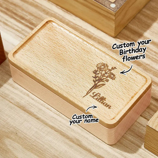 Personalised Birth Flower Jewellery Box – Gift for Her