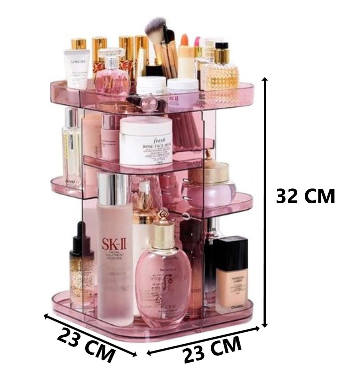360 Rotating Large Capacity Makeup Organizer for Bedroom and Bathroom (Pink) - The Cool Collective AU