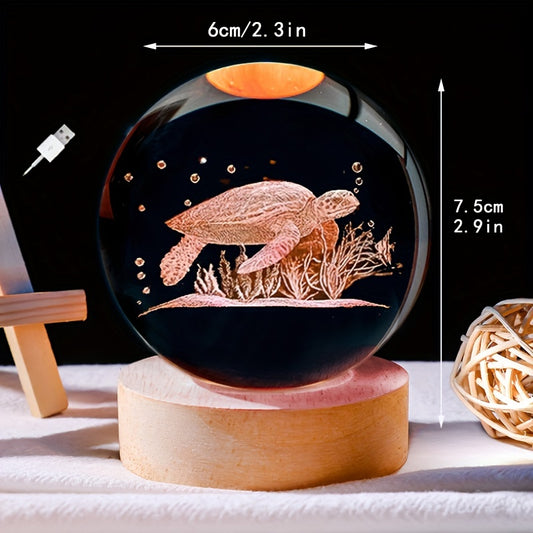 3D Sea Turtle Crystal Ball LED Night Light - Ocean Lover's Gift - The Cool Collective AU